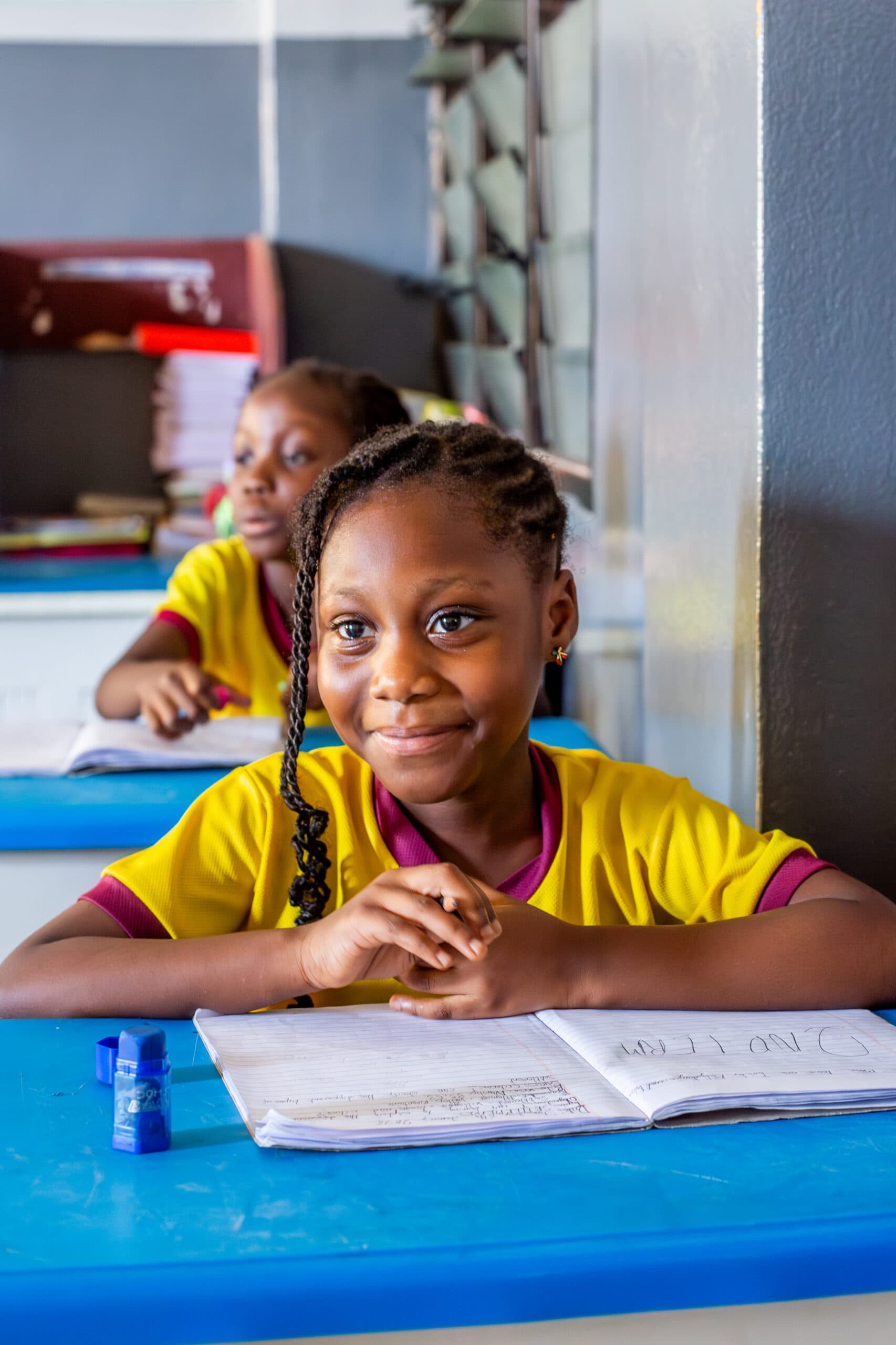 A student in class